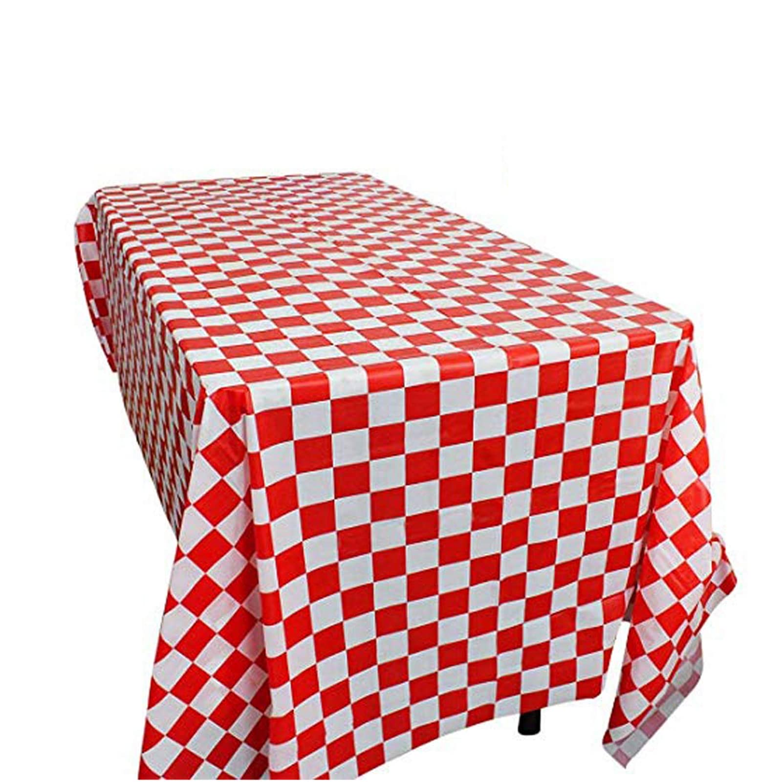 xutong 2 Pack Red and White Plastic Checkered Tablecloths, Disposable Party Table Covers - Picnic Party Decoration,