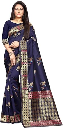 Delisa Women S Cotton Silk Blend Indian Ethnic Banarasi Saree With Unstitched Blousepiece Sm 01 Rs Choice 3 At Amazon Women S Clothing Store
