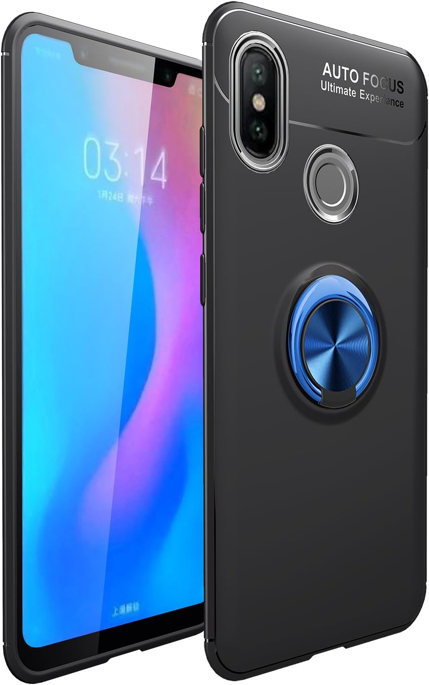 Huawei Honor 8X Max Mobile Phone Case, Slim and Soft TPU Silicone 360 Degree Ring Mount Holder for Scratch Resistant Anti-Slip Cover Magnetic Seat Huawei Honor 8X Max Case. (Blue)