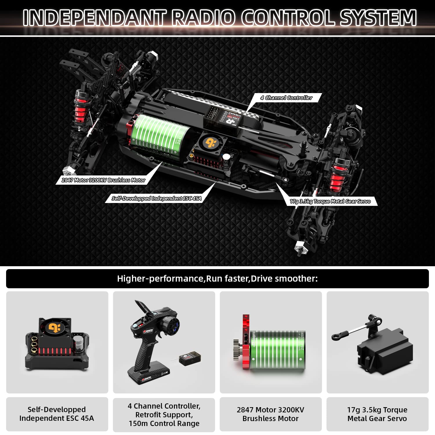 AMORIL Brushless 1:12 RC Cars for Adults,Top Speed 90+KPH Fast Remote Control Car with Carbon Fiber Chassis,Adjustable Motor Mount and Central Slipper Clutch,Hobby Electric Buggy Vehicle Gift