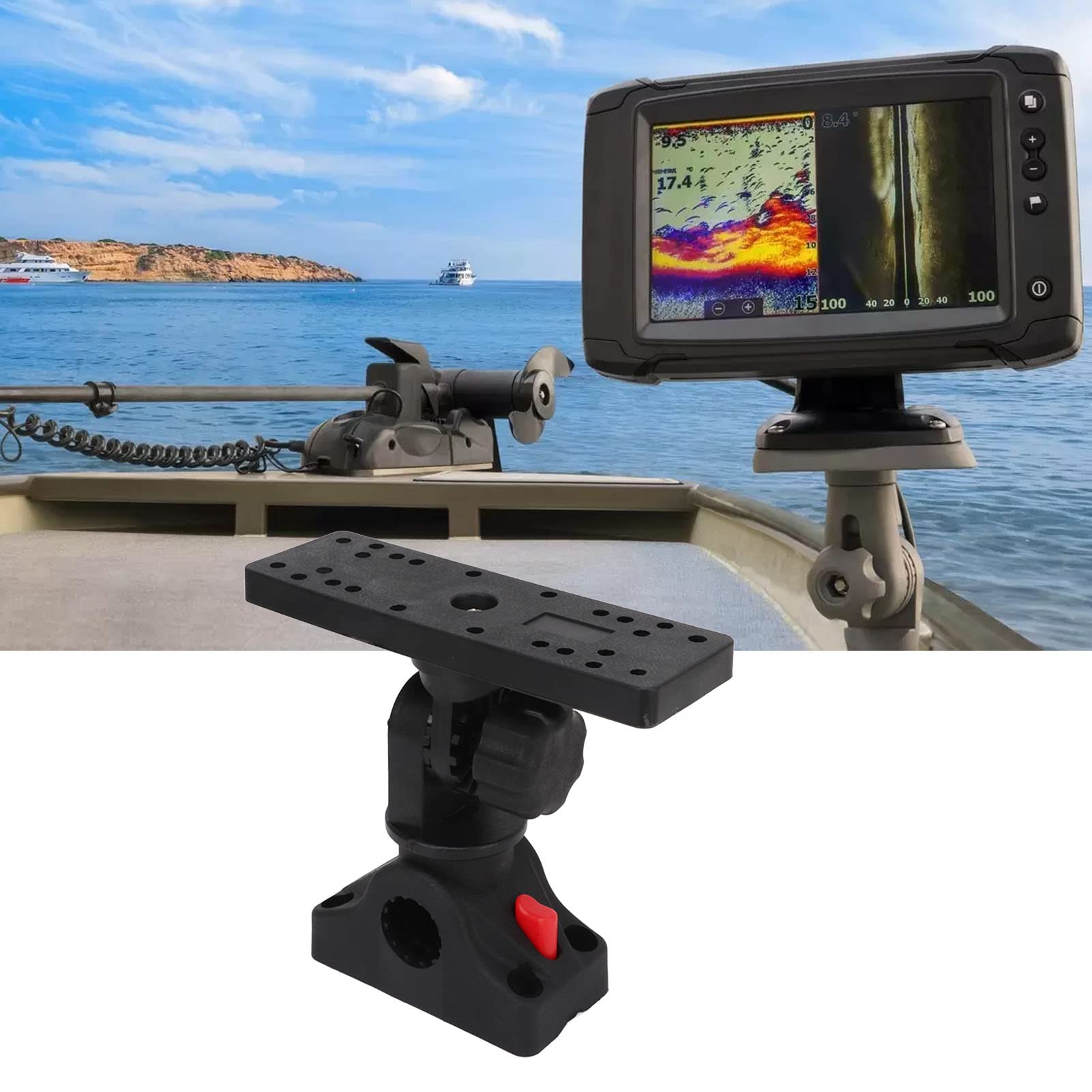 Fish Finder Mount Base, Lightweight Marine Electronic Fish Finder Mount 360 Degree Rotating Universal Other Transport