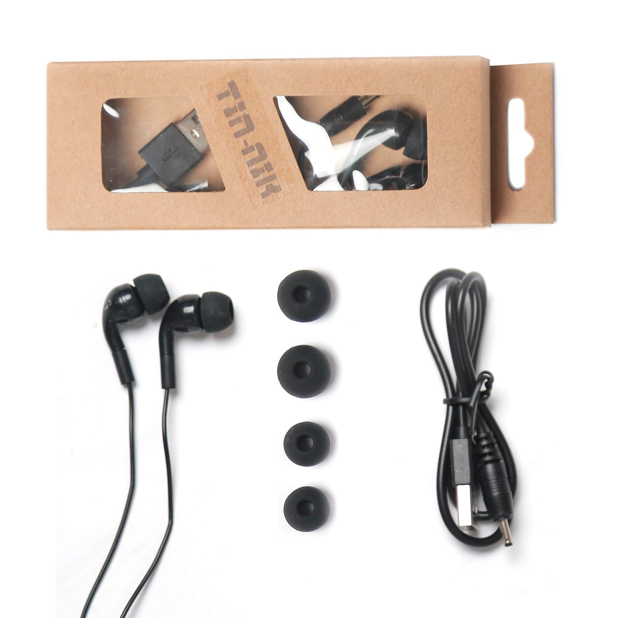 Tin-nik Pocket Radio Accessories – 1 pc 3.5mm Three Pole Jack Stereo Earpiece and 1 pc USB Charging Cable for DAB-398S & DAB-379 Personal Portable DAB/DAB+/FM Radio