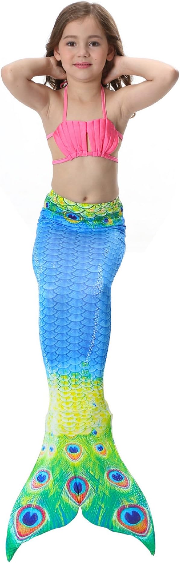 EW Kids Sparkle Mermaid Tail Monofin Swimmable Swimwear Multicolor