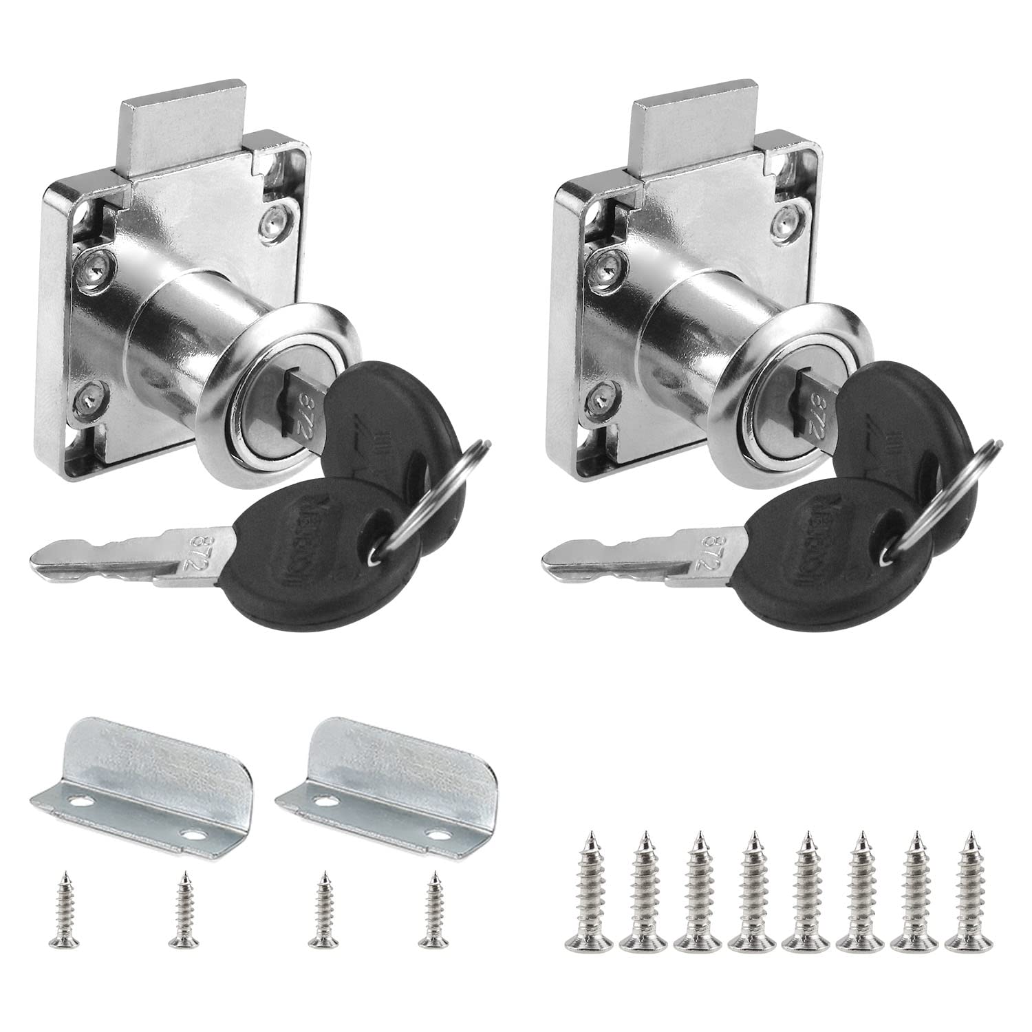 Graplan 2 Sets Furniture Lock Cylinder Zinc Alloy Cam Lock Security Drawer Locks with 4 Keys for Door Cabinet Mailbox Drawer Cupboard Household Office