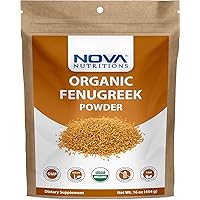 Nova Nutritions Certified Organic Fenugreek Seed Powder 16 OZ (454 gm) - Methi Seeds Ground - Trigonella Foenum Graecum