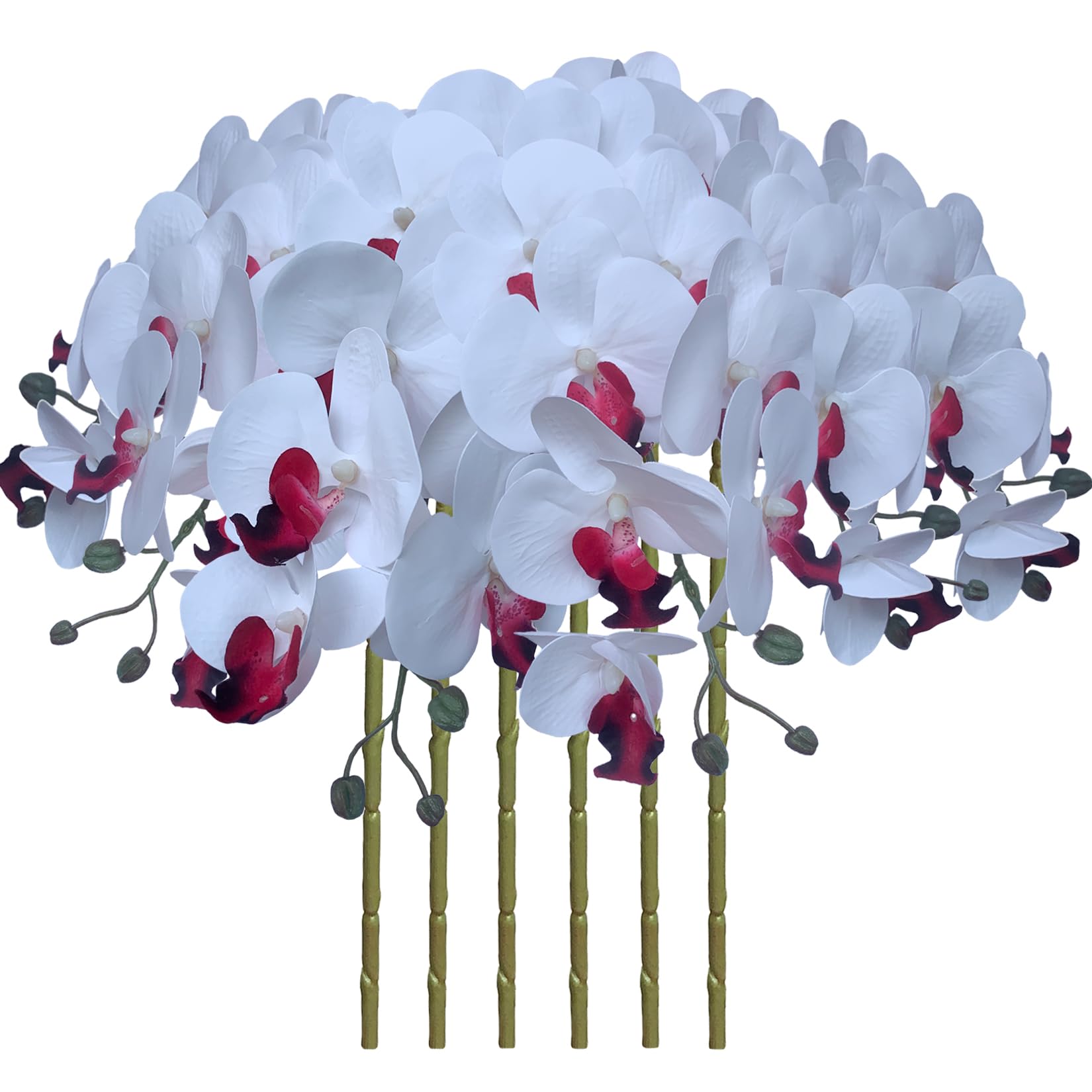 FagusHome 32 Inch Artificial Phalaenopsis Flowers 6 Pcs Artificial Orchid Flowers Stem Plants for Home Décor (Pure White) — image 1