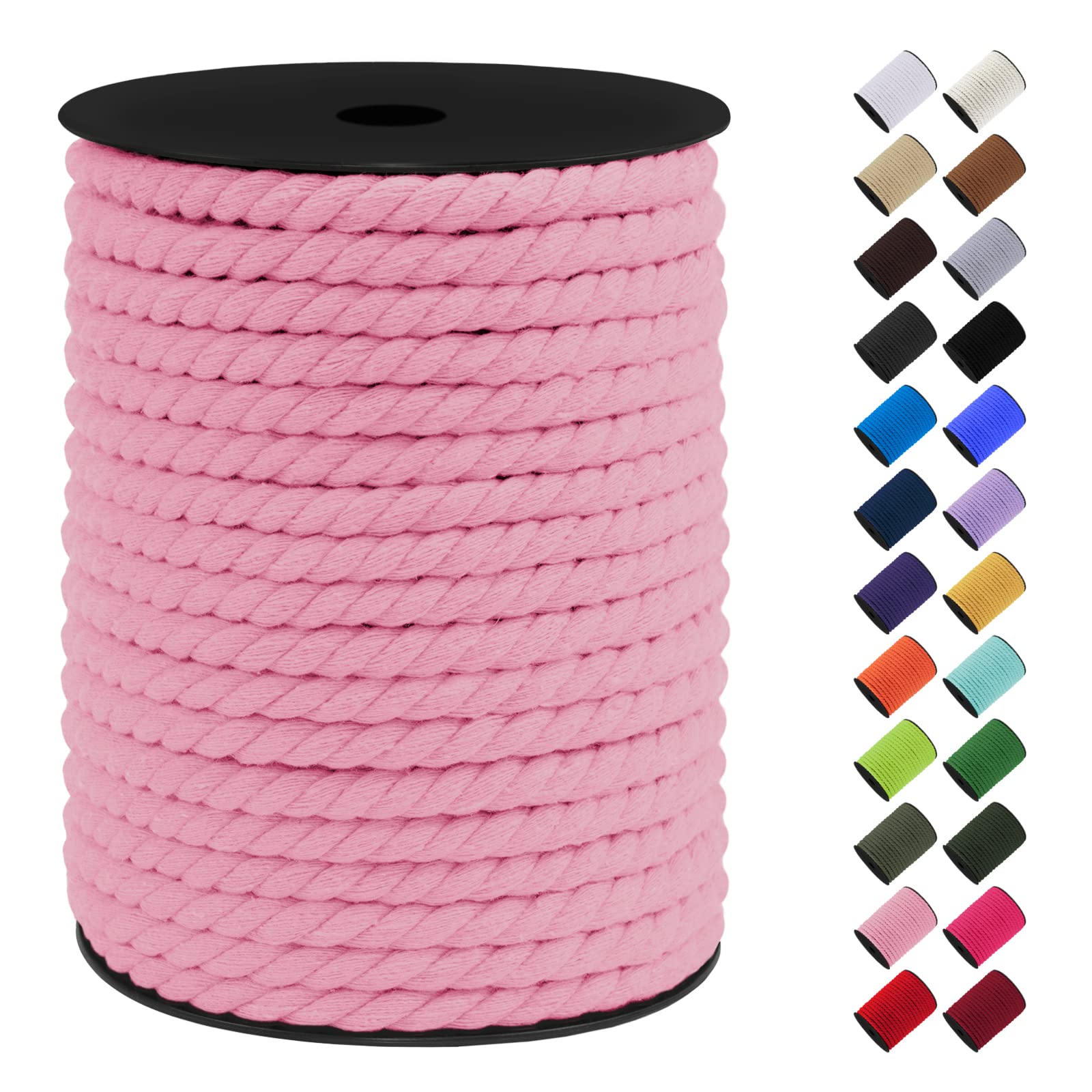 LEREATI 8mm Macrame Cord, 131 Feet Thick Macrame Rope Yarn Natural Cotton Cord Macrame String, Soft Craft Rope for Wall Hanging, Plant Hangers, Garden, DIY Crafting Decoration (Pink)