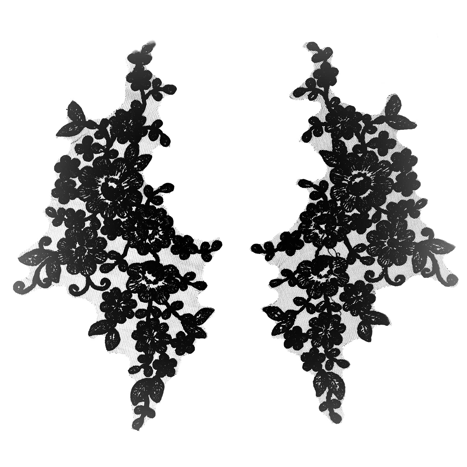 4 X Embroidered Lace Bridal Wedding Lace Applique Trim Motif #4A (Black)