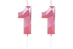 YIRAN Number 11 Candles,11th Birthday Candles,Pink Happy Birthday Candle for Cake,3D Design Cake Topper Decorations for Girl Women Pet Birthday Party Wedding Anniversary Celebration Supplies