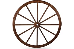 DaisyInner Wood Wagon Wheel Decorative Old Western Style Wagon Wheel Decor Vintage Rustic Wall Hanging Wood Cartwheel Decor for Garden Bar Patio Garage Farmhouse(30 Inch,Brown)