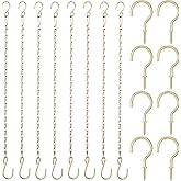 Hotop 8 Pcs Metal Hanging Chains with Ceiling Hooks, Garden Plant Hangers for Hanging Bird Feeders, Billboards, Chalkboards, Basket, Planters, Lanterns, Wind Chimes, Chain Hook DIY(16.38 Inch,Gold)