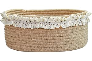 Yimi's Dream Baskets for Gifts Empty, Small Brown Storage Basket for Shelves, Decorative Jute Woven Basket for Nursery, Baby Shower, Christmas, Families (Oval, 12"x 8"x 5")