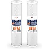 Aquaboon 4,5 x 20 inch Carbon Filter Cartridge - 5 Micron Coconut Shell CTO Filter - Whole House Well Water Filtration - Matches DB20P, CTO20BB, Pentek FLOPLUS-20BB, 155312-43, CBC-20BB (2 Pack)