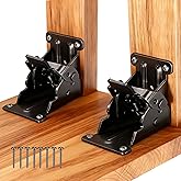 Folding Brackets, 0-180 Degrees Self-Lock Hinge with Screws Black | For Folding Table Legs, Quick-Install Heavy-Duty Extension Support Bracket