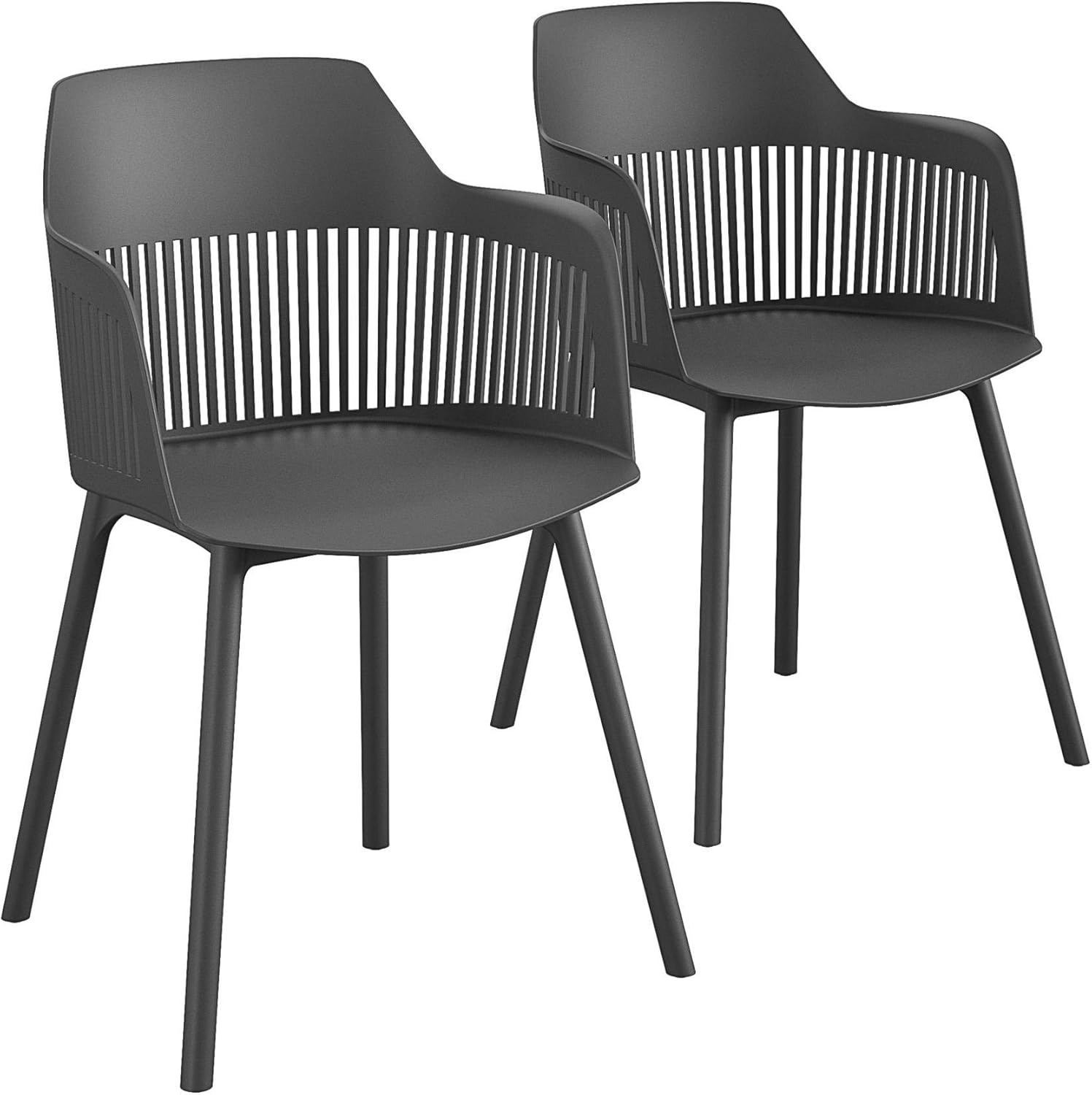 CosmoLiving by Cosmopolitan , Camelo Collection, Indoor/Outdoor Resin Dining Slat Back, 2-Pack, Black Chair: Furniture & Decor