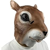 Squirrel Mask for Adults, Full-Head Latex with Sculpted Fur &amp; Front Teeth | Expressive eyes and a white muzzle; 215 g design; easy outfit pairing for Halloween, woodland parties, cosplay and photos