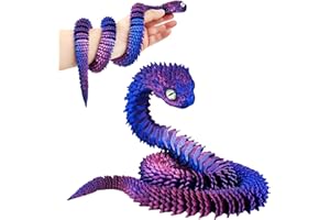 3D Printed Snake Animal Fidget Toys, 30 Inch Mystery Fake Anaconda, Realistic Sensory Gadget for Anxiety Relief, 3-D Print Ar