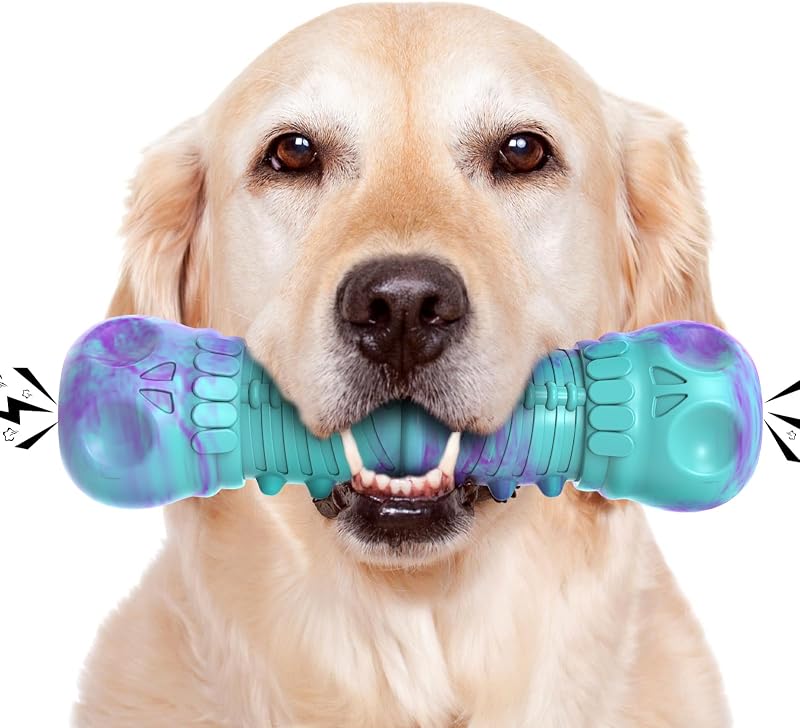 HETOO Indestructible Skull Dog Toy Durable Rubber Chew for Medium Large Dogs