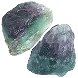 NUKAYAI 2Pcs Rainbow Fluorite 1.8-2.2" Large Raw