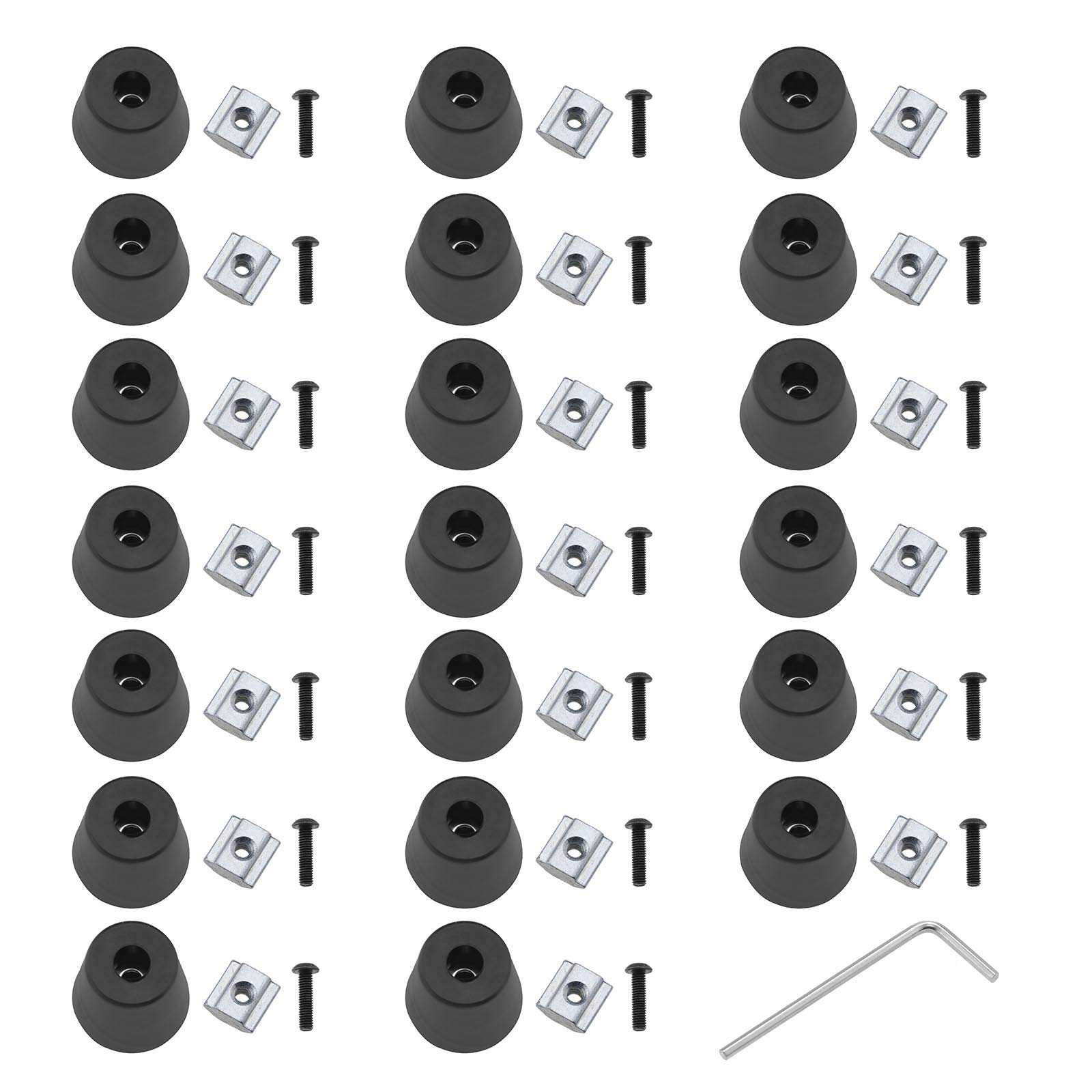 Create idea 20 Set 2020 Profile Anti-vibration Feet Kit with Landing Rubber T-slot Sliding Nut M3 Screw Wrench Absorber Protector for 3D Printer