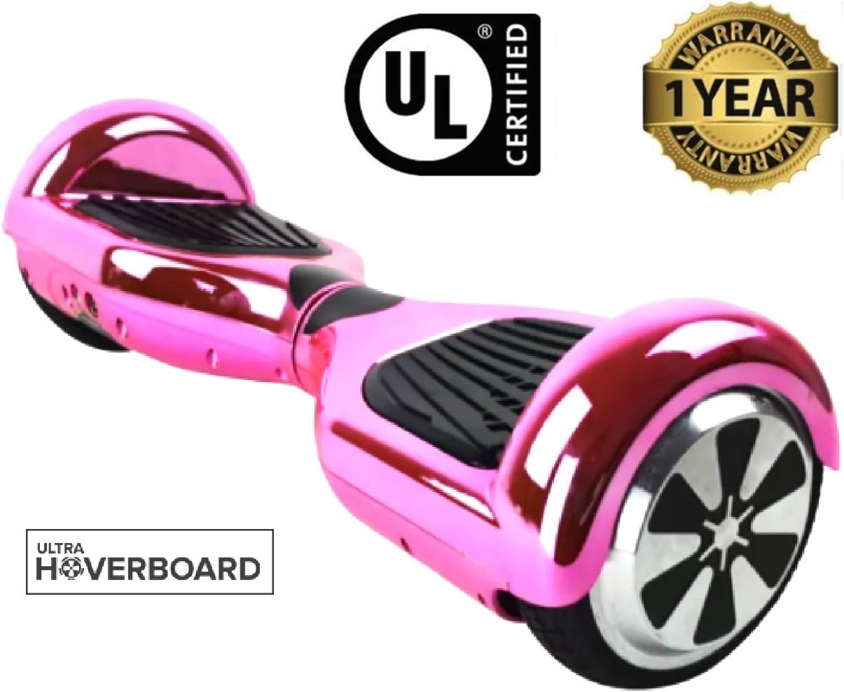 DTC Technologies Model R6 Hoverboard Self-Balancing Scooter UL-2272 Certified (Chrome Pink)