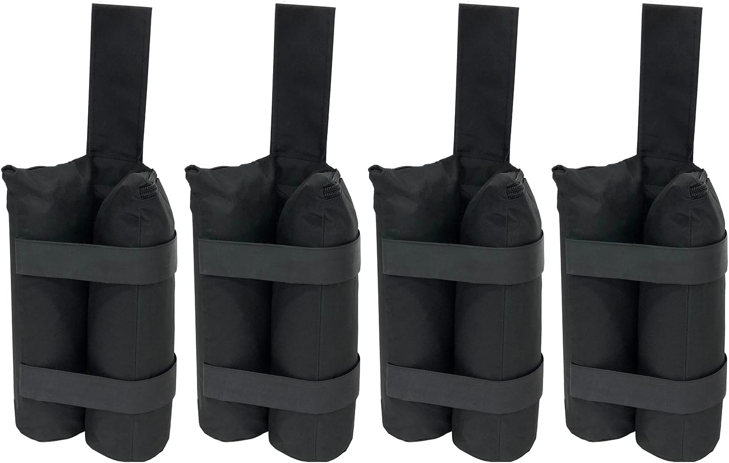 Just Relax Universal 4-Piece Heavy Duty Weight Bags Set 1400 Denier Polyester with PVC Coating Fabric, Great for Canopy Tents, Gazebos, Outdoor Event, Holds 40 Pounds, Includes Metal Stakes, Black