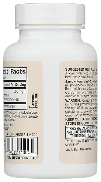 JARROW FORMULAS CURCUMIN 95, PROVIDES ANTIOXIDANT SUPPORT, 500 MG, 60 CAPSULES