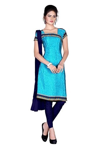 Uniform Sarees Corp Womens Italian Crepe Unstitched Salwar Kameez Fabric (D.No-90/2019, Blue, Free Size)