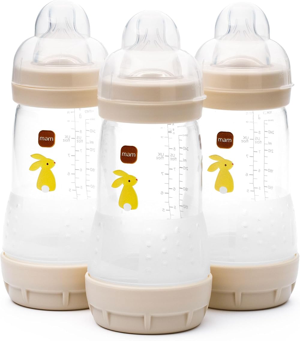 MAM Easy Start Self Sterilising Anti-Colic Bottle 3 Pack 260ml Linen