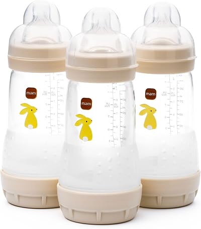 MAM Easy Start Self Sterilising Anti-Colic Bottle 3 Pack 260ml Linen