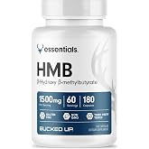 Bucked Up HMB (Beta-Hydroxy Beta-Methylbutyrate) 1500mg Per Serving, Essentials (60 Servings, 180 Capsules)