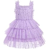 IMEKIS Toddler Girls Sequin Stars Birthday Princess Dress Shiny Tulle Tutu Dresses Cake Smash Photo Shoot Outfit 1-6T