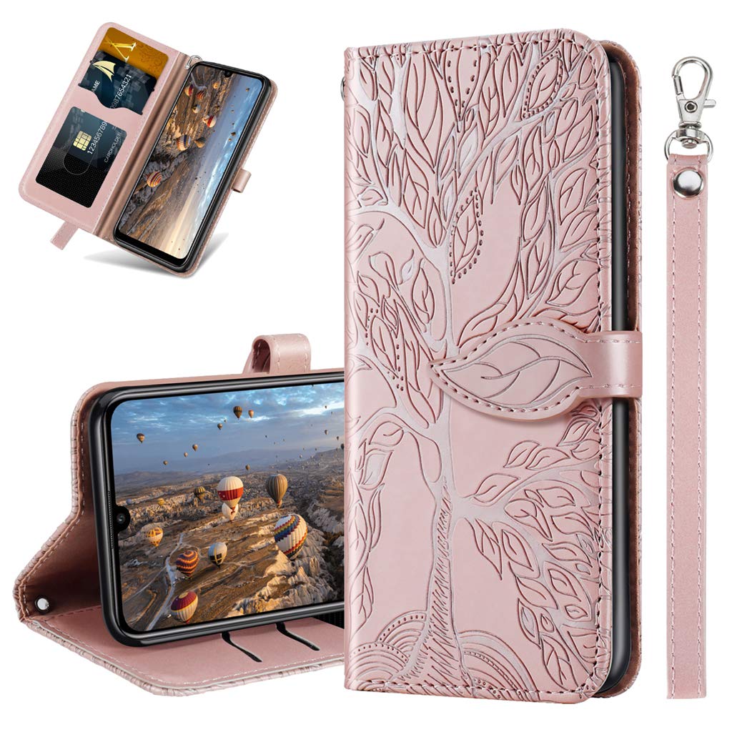 MRSTER Premium Leather Flip Wallet Case for Huawei Y6 2019 - Rose Gold