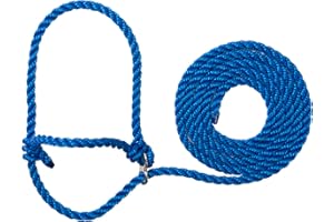 Weaver Livestock Poly Rope Breaking Cattle Halter, Adjustable, Modern Style Cow Calf Halter, Livestock Handling Equipment for Showing, Blue