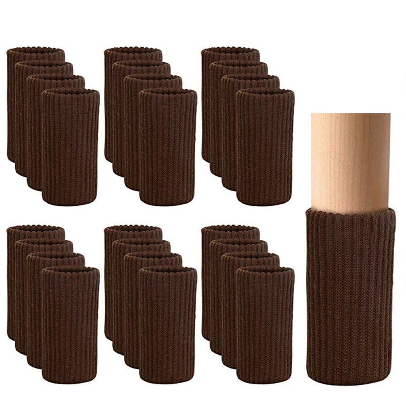 Photo 1 of 24 PCS Furniture Leg Knitted Protector - Chair Leg Floor Protectors for Avoid Scratches, Furniture Leg Socks for Moving Easily and Reduce Noise, Brown