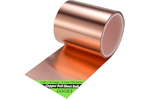 GOORY Copper Foil Sheet Roll - 4Mil/38Gauge(0.1mm) 4in x 10ft Pure Thin Copper Sheet - ASTM B152 C11000 99.9+% Soft Flashing Roll for Crafting, Electrical, House Repair, DIY Project, Decoration