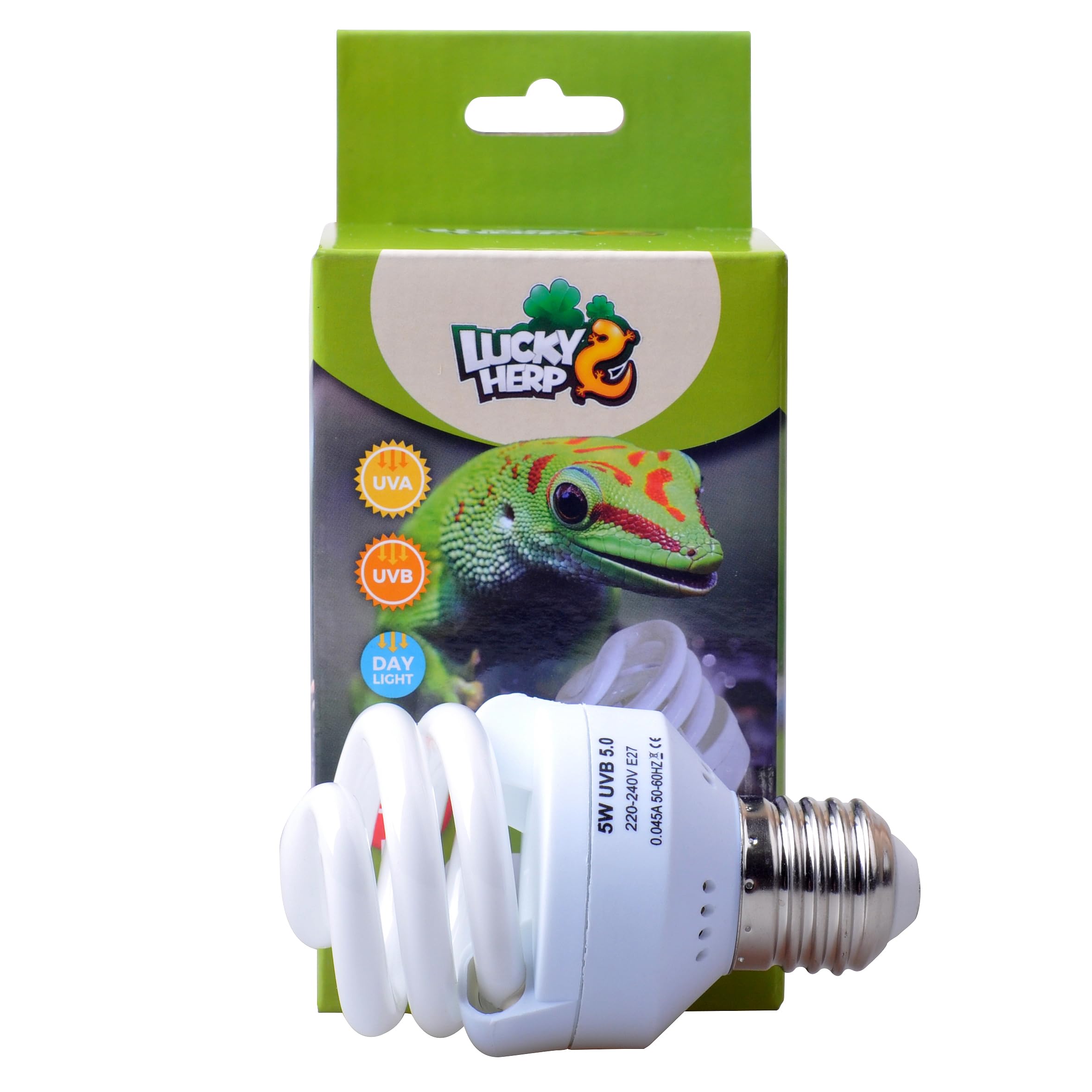 LUCKY HERP Reptile Compact Fluorescent UVA UVB 5.0 Mini Bulb,5W,E27,Screw Thread