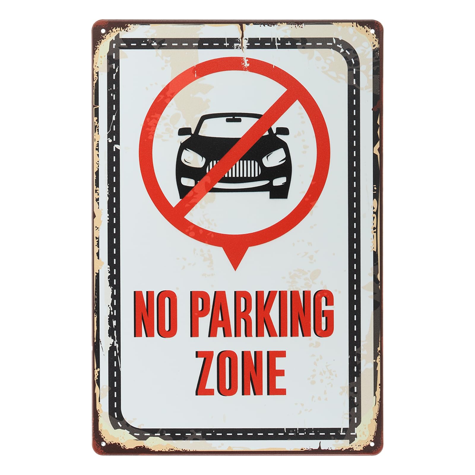 PATIKIL Metal Warning Sign 12" x 8", No Parking Zone, Vintage Laminated Safety Sign for Home Decor Garage Pub Indoor Outdoor