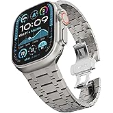 CHANCHY Stainless Steel Band Compatible with Apple Watch Ultra 3/2/1 Band 49mm, Series 11/10 46mm, 9/8/7 45mm, SE3/SE2/SE 6/5/4 44mm, 3/2/1 42mm, Metal Strap for Men Women, Titanium