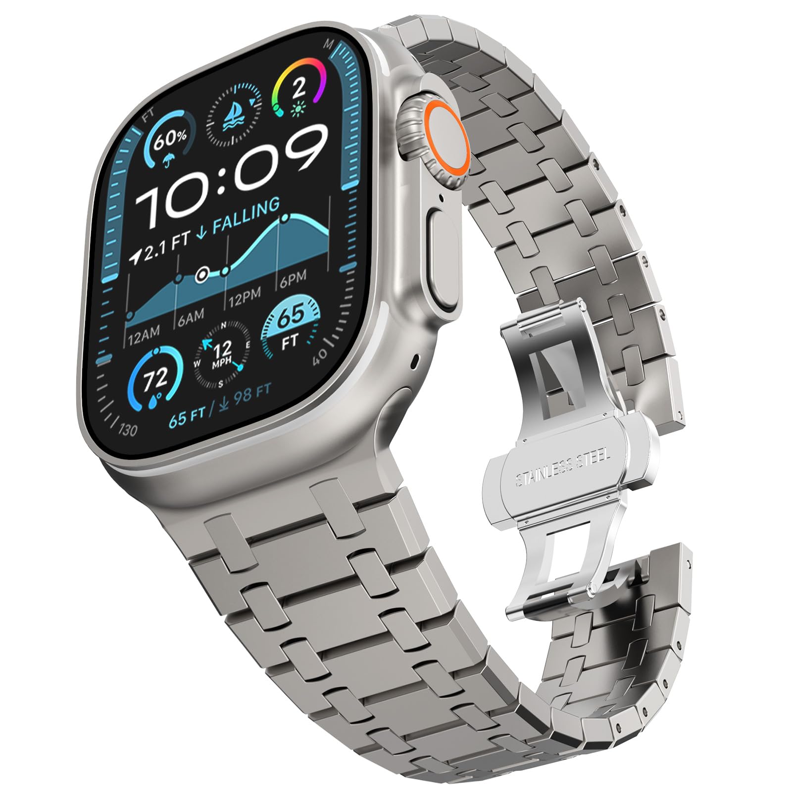 CHANCHY 49mm 45mm 44mm 42mm(Series 3) Compatible with Apple Watch Strap, Metal Strap Replacement band for iWatch Ultra 3/Ultra 2 1/SE 3 2 1/Series 11 10 9 8 7 6 5 4 3 2 1 for Men Women,Titanium
