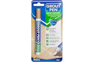 RAINBOW CHALK MARKERS LIMITED Grout Pen Beige Tile Paint Marker: Waterproof Grout Paint, Tile Grout Colorant and Sealer Pen - Beige, Narrow 5mm Tip (7mL)
