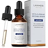 Lanmeri Ceuticals 15% Vitamin C + E + Ferulic Serum: Advanced Antioxidant Defense Formula with 1% Vitamin E & 0.5% Ferulic Acid – High-Stability Vitamin C Serum (1 fl oz)
