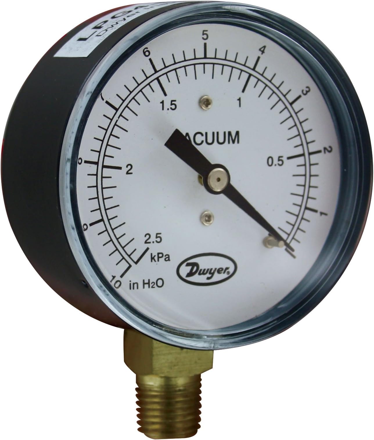 Dwyer® 2.5" Low Pressure Gage, LPG4-D8222N, Bottom Connection, 0-25" w.c. (0-6 kPa)