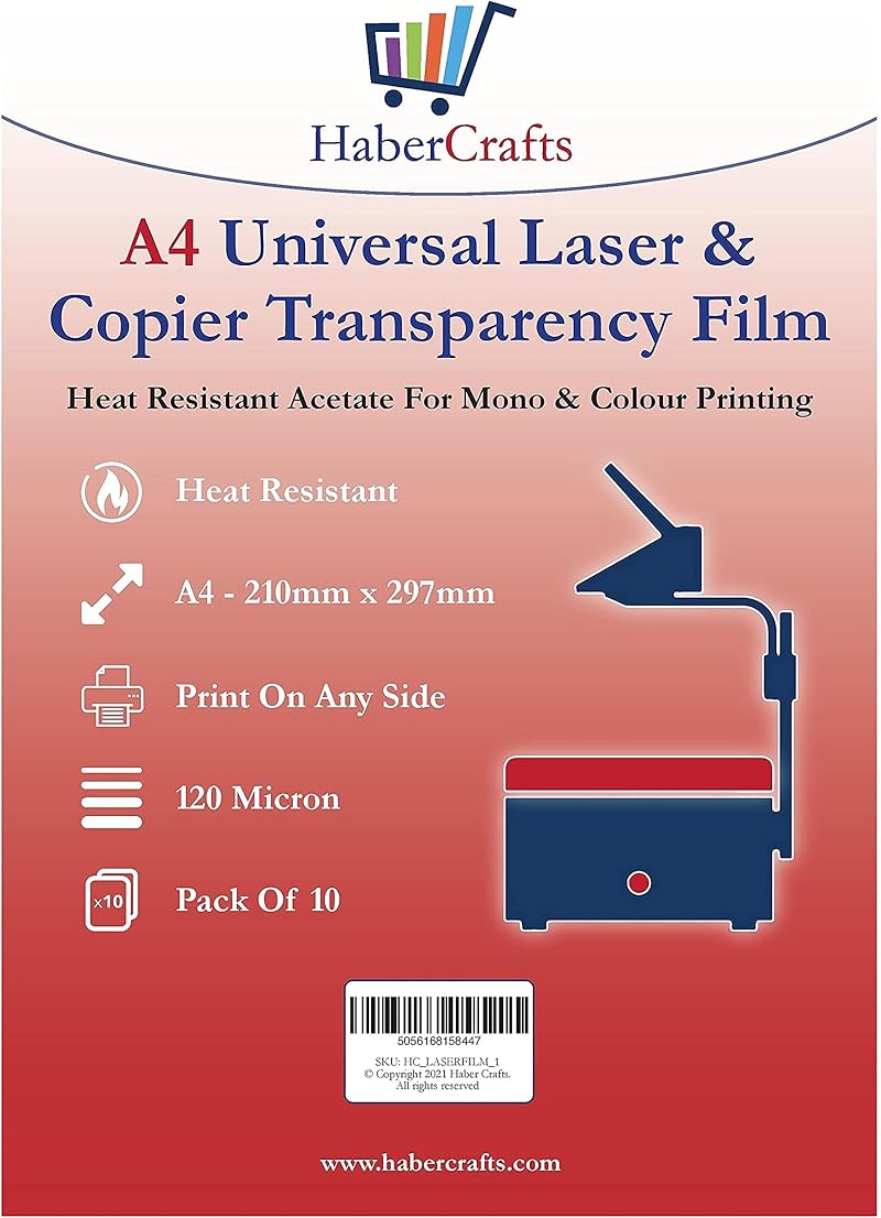 Habercrafts Universal Transparency Film A4 120 Micron 10 Sheets Laser