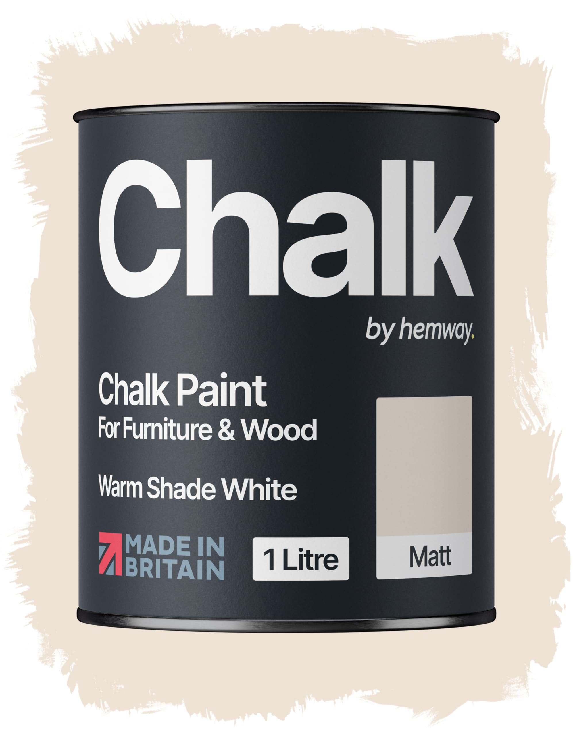 Hemway Chalk Paint Warm Shade White Furniture Paint 1L, Matt Finish Shabby Chic, Chalk Furniture & Walls, Quick Dry & 1 Coat