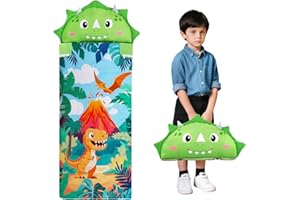 Kids Sleeping Bag with Double Zips 150 * 60cm Soft and Comfortable Toddler Nap Mat with Removable Pillow Roll Up Kids Slumber