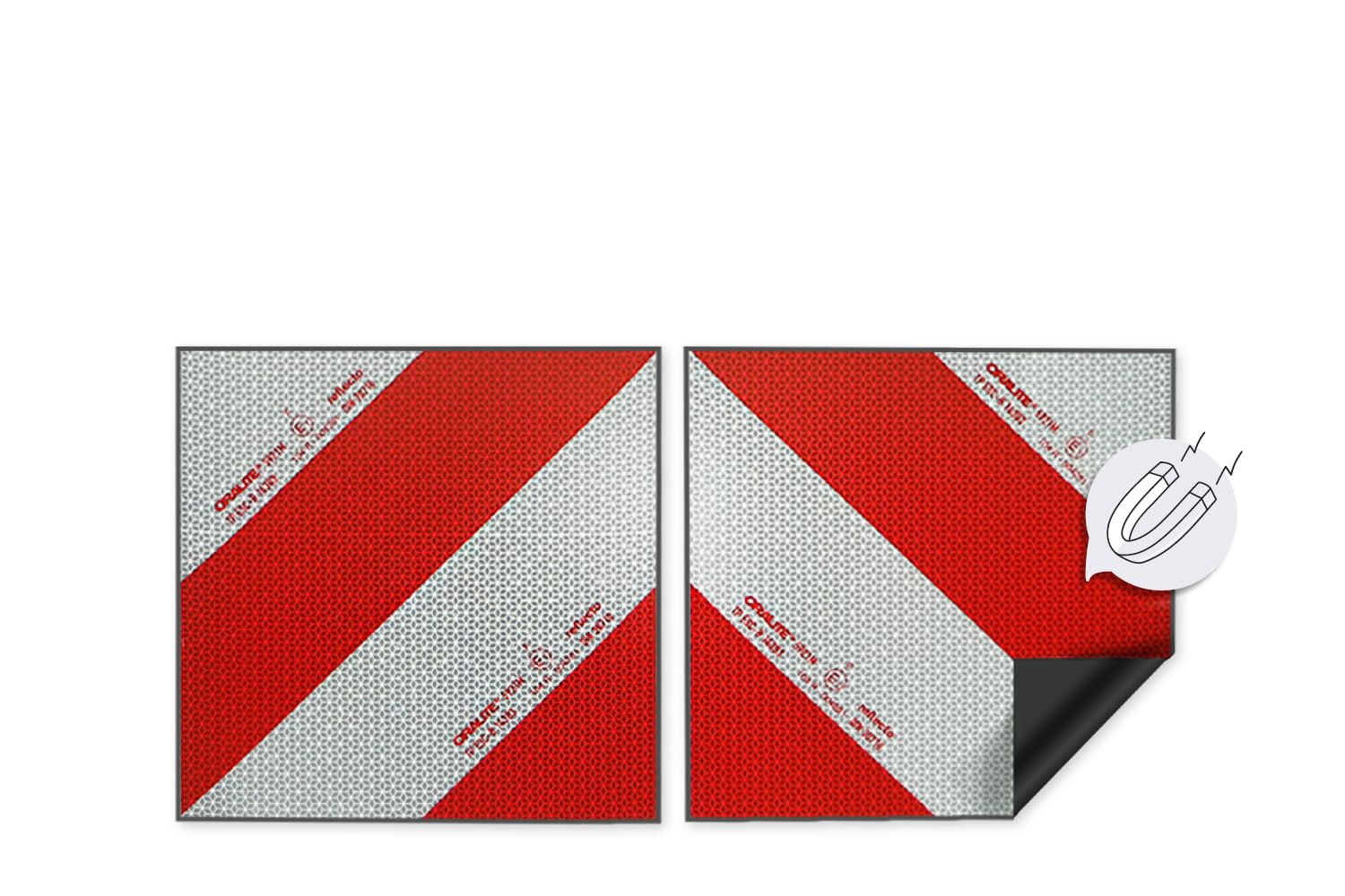 Reflecto 5B-H096-MRF5 Kfz-Warnmarkierung Car Warning Marking, red-White, 2 x 282mm x 282mm