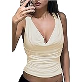 SweatyRocks Women's Sexy Y2K Open Back Top Twist Ties Ruched Crop Tops Club Outfits Going Out Tops