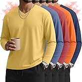 Velvelhall 5 Pack Men's Big and Tall Thermal Shirts Fleece Lined V Neck Long Sleeve Base Layer Tops Loose Casual Warm Winter