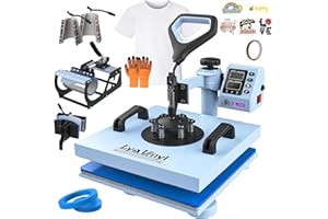 15“x15" Heat Press Machine - Lya Vinyl 7 in 1 Heat Press 360-Degree Swing Away Digital Press Machine Multifunction Sublimation Combo Heat Transfer Machine for T-Shirts, Hats, Caps, Mugs and Plates